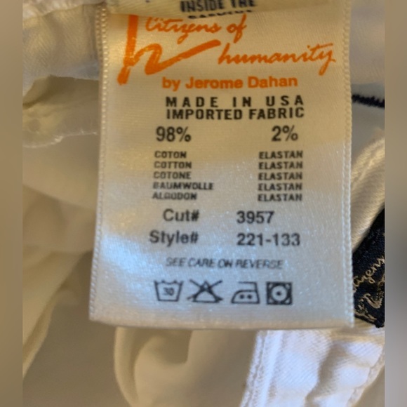 Citizens of Humanity Kelly 221 Low Waist Cropped White Jeans-  Size 31 - Stretch - Picture 7 of 9